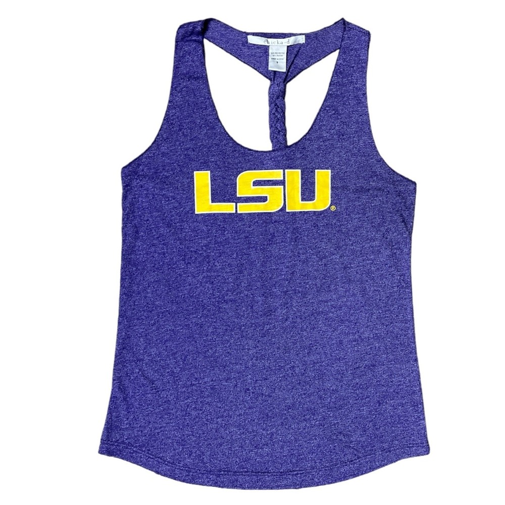 Chicka-d LSU Tigers Collegiate Scoop Neck Braided Racerback Tank Top Purple S